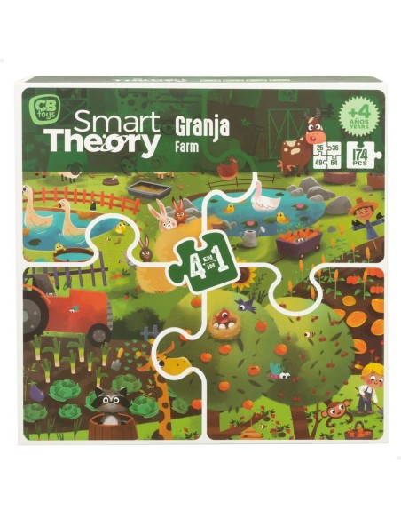 Child's Puzzle Colorbaby 4-in-1 174 Pieces Farm 68 x 68 cm (6 Units)