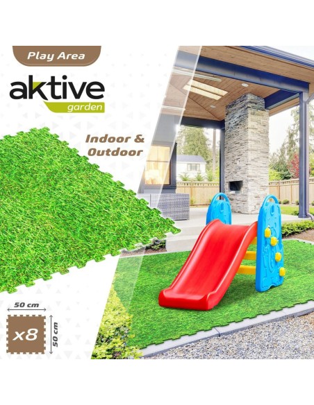 Child's Puzzle Aktive Grass 8 Pieces Eva Rubber 50 x 0,4 x 50 cm (4 Units)