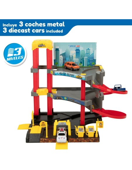 Car park with Cars Speed & Go 37 x 29 x 25 cm (4 Units)