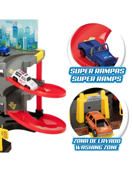Car park with Cars Speed & Go 37 x 29 x 25 cm (4 Units)