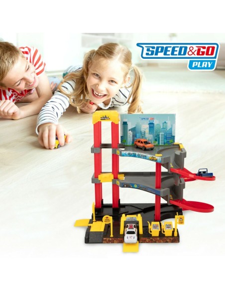 Car park with Cars Speed & Go 37 x 29 x 25 cm (4 Units)