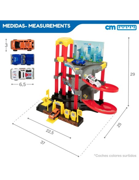 Car park with Cars Speed & Go 37 x 29 x 25 cm (4 Units)