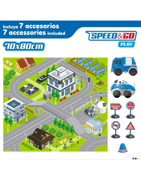 Play mat Speed & Go Accessories Cars Road Cloth Plastic (6 Units)