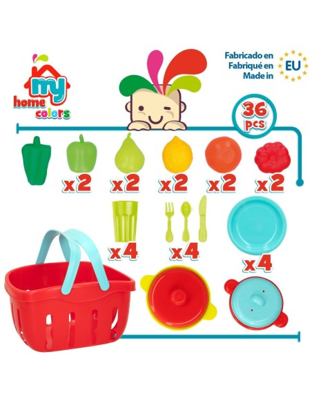 Toy Food Set Colorbaby Kitchenware and utensils 36 Pieces (12 Units)