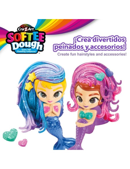 Modelling Clay Game Cra-Z-Art Softee Dough Hair sirenas (4 Units)