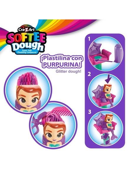 Modelling Clay Game Cra-Z-Art Softee Dough Hair sirenas (4 Units)