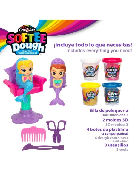 Modelling Clay Game Cra-Z-Art Softee Dough Hair sirenas (4 Units)