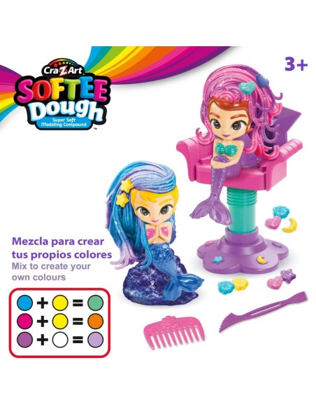 Modelling Clay Game Cra-Z-Art Softee Dough Hair sirenas (4 Units)