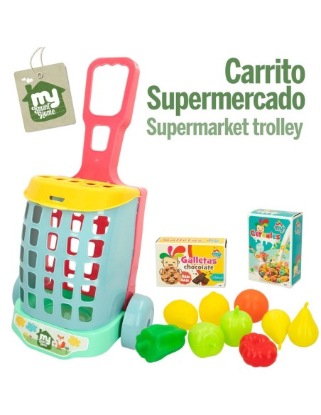 Shopping cart Colorbaby My Home Toy 12 Pieces 15 x 10 x 6 cm 8 Units