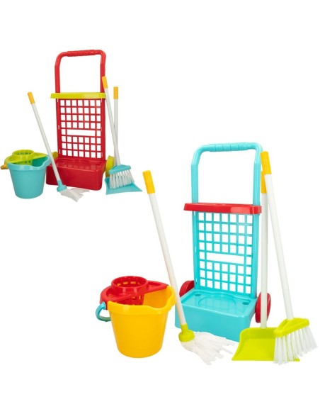 Cleaning Trolley with Accessories Colorbaby Toy 5 Pieces 30,5 x 55,5 x 19,5 cm (12 Units)