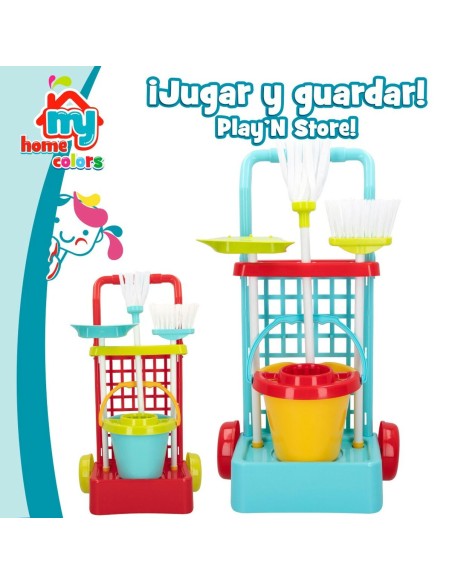 Cleaning Trolley with Accessories Colorbaby Toy 5 Pieces 30,5 x 55,5 x 19,5 cm (12 Units)