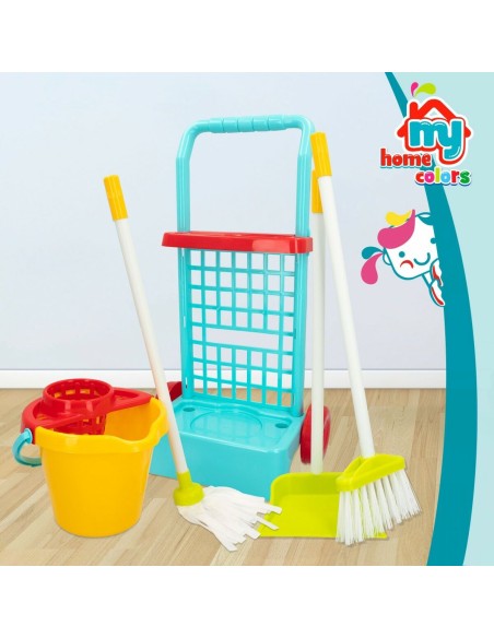 Cleaning Trolley with Accessories Colorbaby Toy 5 Pieces 30,5 x 55,5 x 19,5 cm (12 Units)
