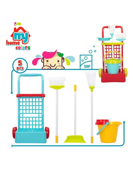 Cleaning Trolley with Accessories Colorbaby Toy 5 Pieces 30,5 x 55,5 x 19,5 cm (12 Units)