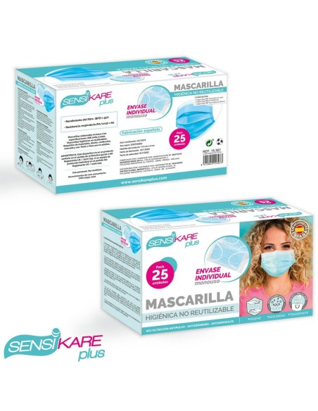 Box of hygienic masks SensiKare 25 Pieces (12 Units)