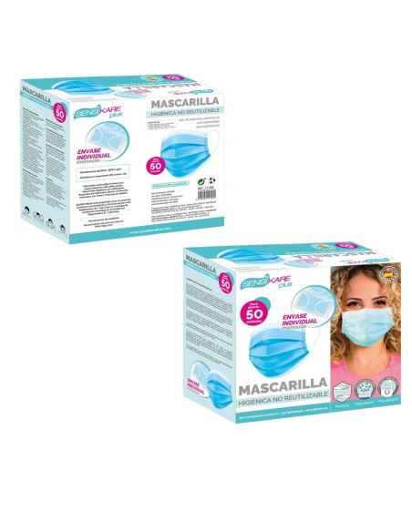 Box of hygienic masks SensiKare 50 Pieces (12 Units)