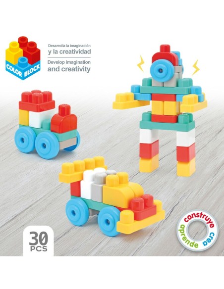 Building Blocks Color Block Suitcase Police Car 30 Pieces (2 Units)