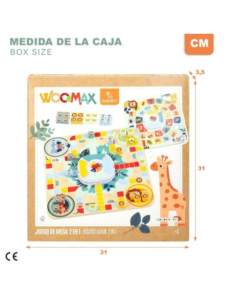Parchís and Oca Board Woomax Zookabee 30 x 3 x 30 cm Children's animals (6 Units)