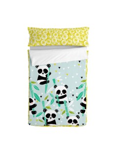 Quilted Zipper Bedding HappyFriday Moshi Moshi Panda Garden Blue Blue 105 x 200 cm