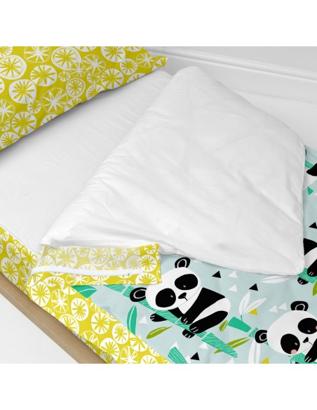 Quilted Zipper Bedding HappyFriday Moshi Moshi Panda Garden Blue Blue 105 x 200 cm