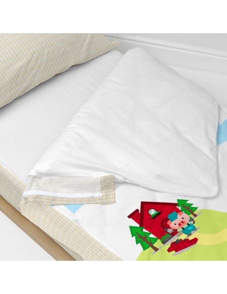 Quilted Zipper Bedding HappyFriday Mr Fox Piggys Multicolour 105 x 200 cm