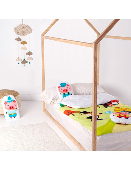Quilted Zipper Bedding HappyFriday Mr Fox Piggys Multicolour 105 x 200 cm