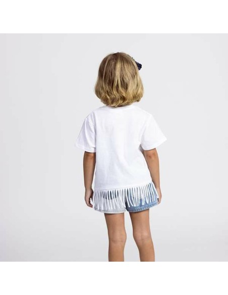 Child's Short Sleeve T-Shirt Stitch White