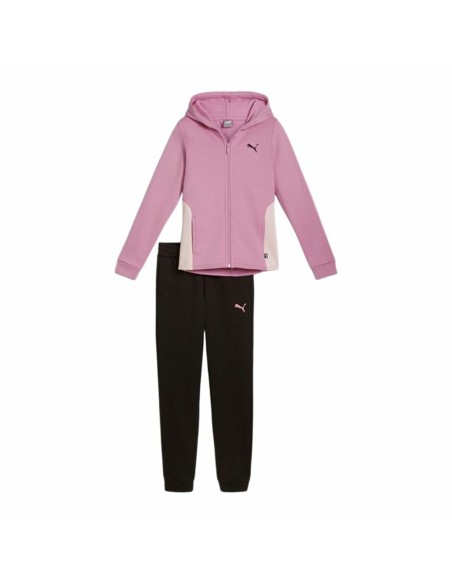 Children’s Tracksuit Puma Hooded Sweat Suit Fleece Cl Black Pink 2 Pieces