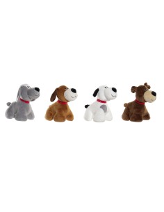 Fluffy toy Home ESPRIT White Brown Grey Polyester Dog 22 x 21 x 26 cm (4 Units)