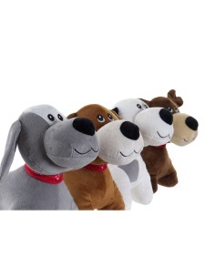 Fluffy toy Home ESPRIT White Brown Grey Polyester Dog 22 x 21 x 26 cm (4 Units) 2