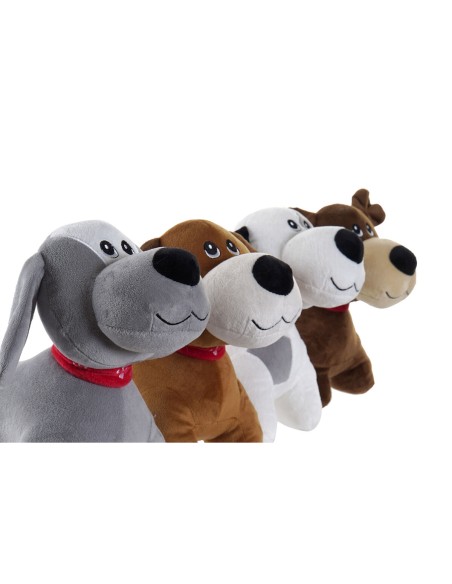 Fluffy toy Home ESPRIT White Brown Grey Polyester Dog 22 x 21 x 26 cm (4 Units)