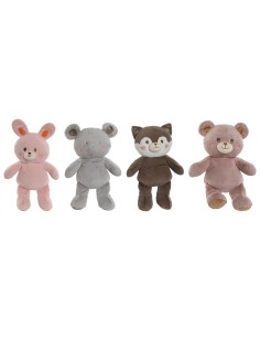 Fluffy toy Home ESPRIT Brown Grey Pink Polyester Animal 28 x 22 x 32 cm (4 Units)