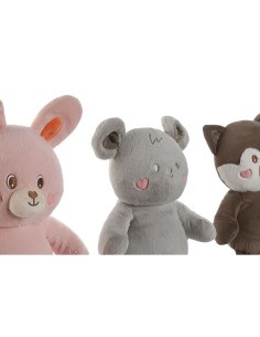 Fluffy toy Home ESPRIT Brown Grey Pink Polyester Animal 28 x 22 x 32 cm (4 Units) 2