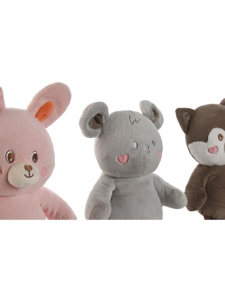 Fluffy toy Home ESPRIT Brown Grey Pink Polyester Animal 28 x 22 x 32 cm (4 Units)