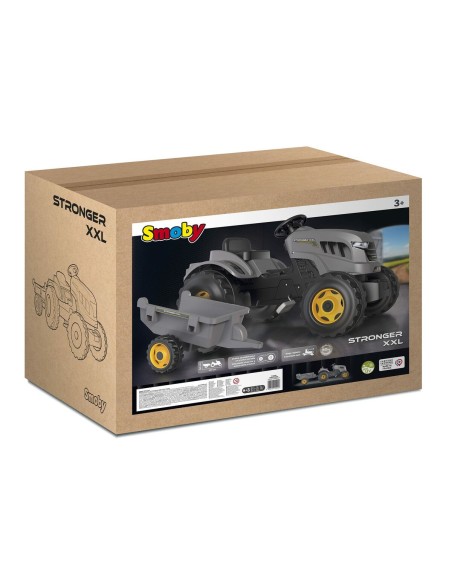 Pedal Tractor Smoby Stronger XXL Grey 161 x 56 cm Trailer