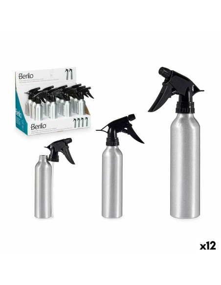 Atomiser Bottle Berilo 37581 Black Silver Aluminium polypropylene 300 ml (12 Units)