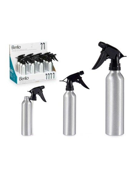 Atomiser Bottle Berilo 37581 Black Silver Aluminium polypropylene 300 ml (12 Units)
