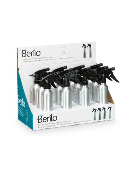 Atomiser Bottle Berilo 37581 Black Silver Aluminium polypropylene 300 ml (12 Units)