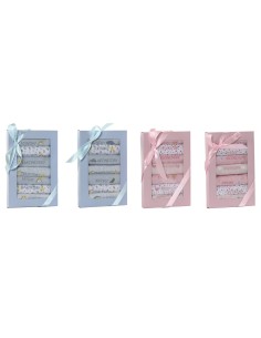 Bib Set Home ESPRIT Blue Pink Cotton 19 x 29 x 3 cm (4 Units)