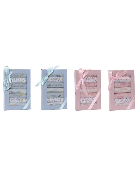 Bib Set Home ESPRIT Blue Pink Cotton 19 x 29 x 3 cm (4 Units)