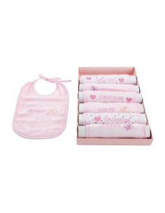 Bib Set Home ESPRIT Blue Pink Cotton 19 x 29 x 3 cm (4 Units) 2