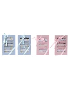 Bib Set Home ESPRIT Blue Pink Cotton 19 x 29 x 3 cm (4 Units)
