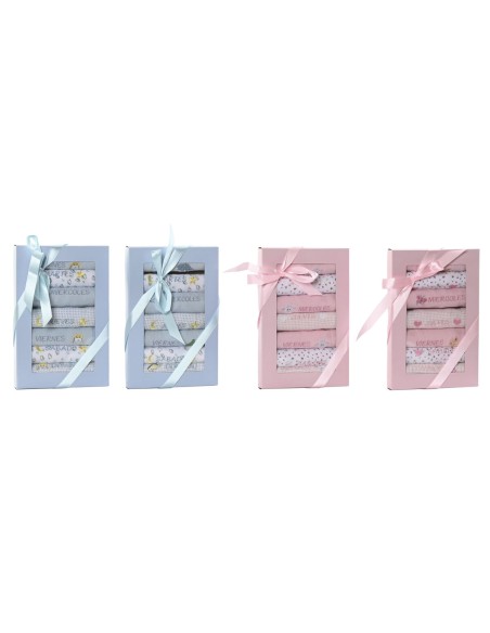 Bib Set Home ESPRIT Blue Pink Cotton 19 x 29 x 3 cm (4 Units)