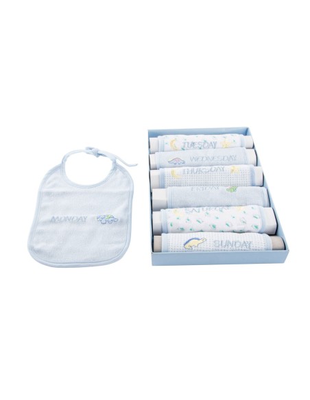 Bib Set Home ESPRIT Blue Pink Cotton 19 x 29 x 3 cm (4 Units)