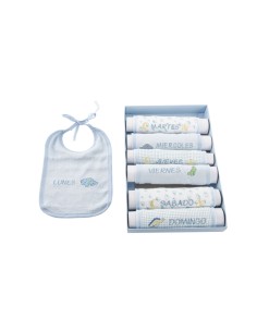 Bib Set Home ESPRIT Blue Pink Cotton 19 x 29 x 3 cm (4 Units) 2