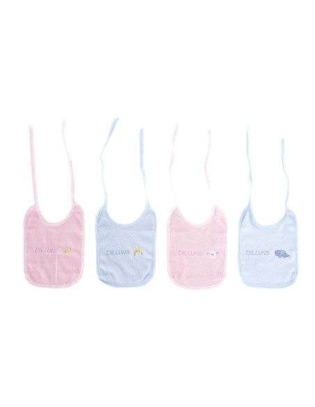 Bib Set Home ESPRIT Pink Sky blue Cotton 19 x 29 x 3 cm (4 Units)