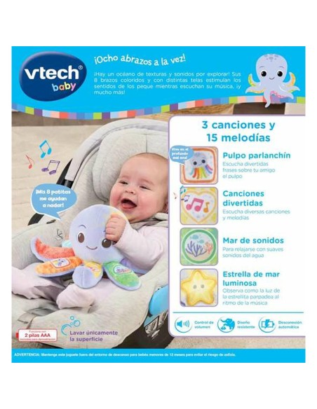 Fluffy toy Vtech Textile Octopus 20,5 x 17,6 x 11 cm