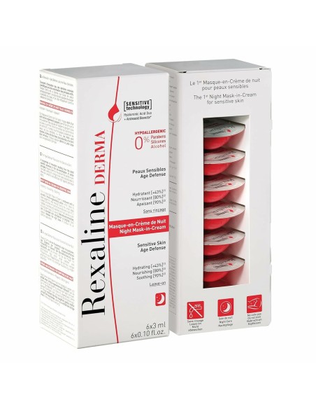 Moisturising Overnight Mask Rexaline Derma 3 ml x 6 Sensitive skin