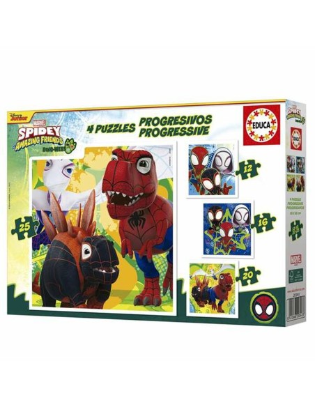 4-Puzzle Set Educa Dino Spidey (4 Units)