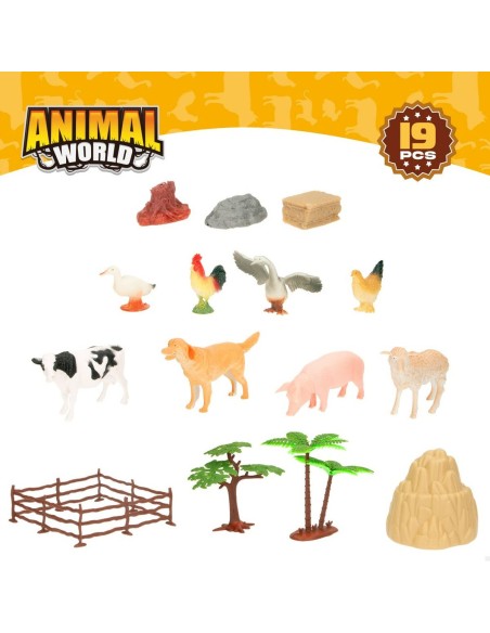 Animal figures Colorbaby 19 Pieces Farm Plastic 13 x 8 x 3 cm (6 Units)