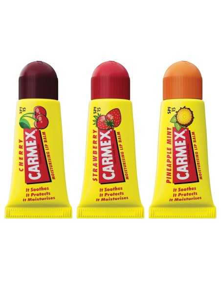 Moisturising Lip Balm Carmex Triplo Strawberry Pineapple 3 Pieces Cherry Spf 15